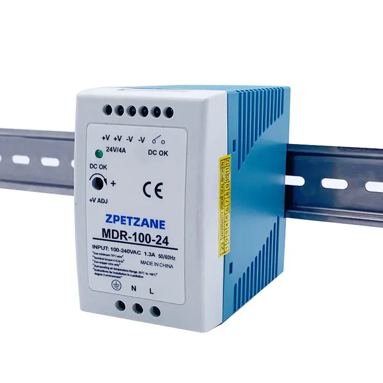 MDR-100W DIN-kiskoon asennettu kytkinvirtalähde